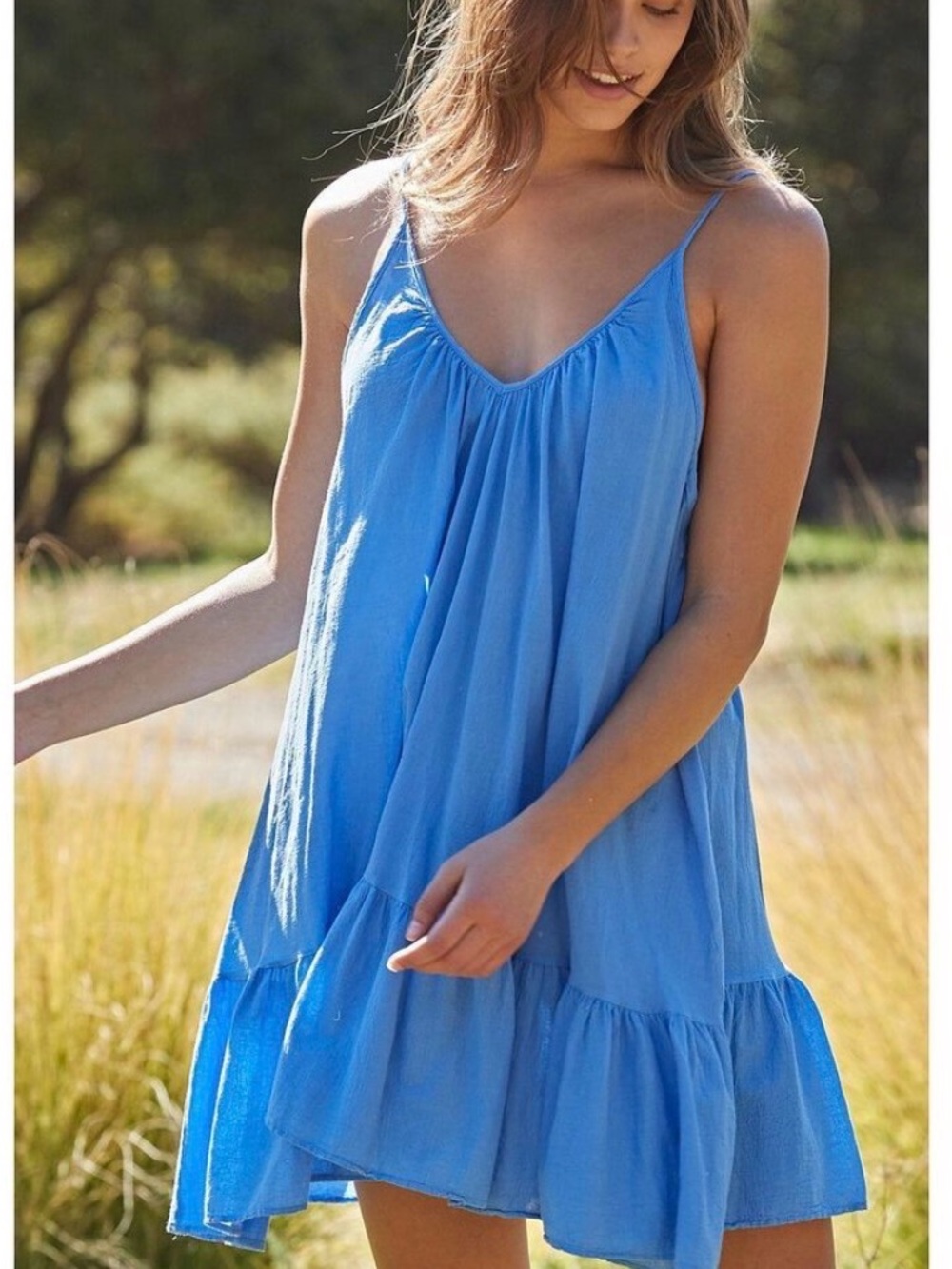 9seed St Tropez Ruffle Mini Dress Moroccan Blue One Size
